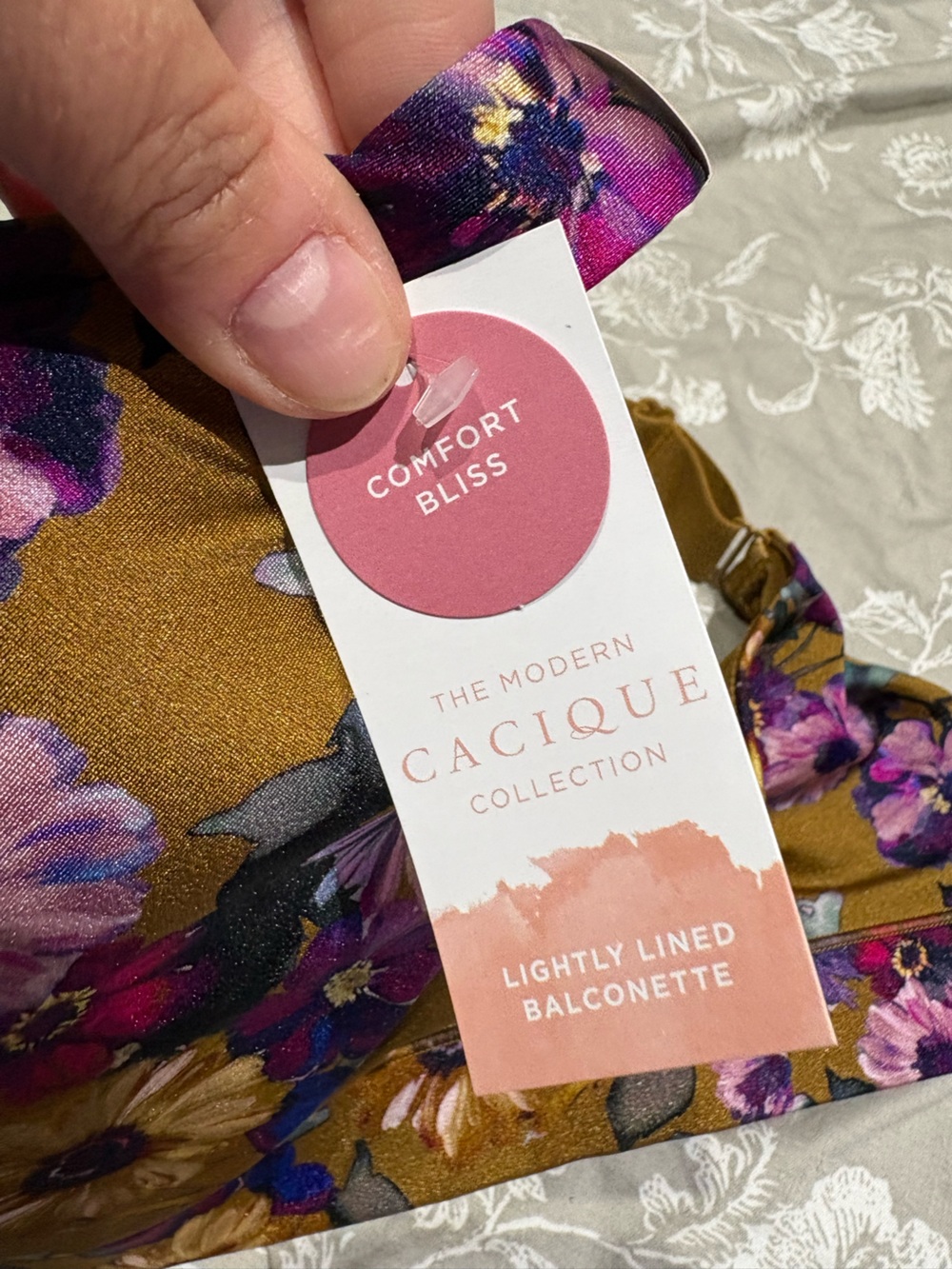 Cacique comfort bliss  lightly lined balconette bra bronze floral 40F 40DDD - Picture 8 of 8